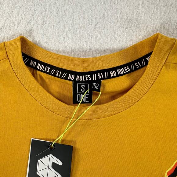 S1 Someone Kids 12 Year Old Ochre/Yellow Graphic Surfer Boy The Wave Tee Shirt - Picture 8 of 10